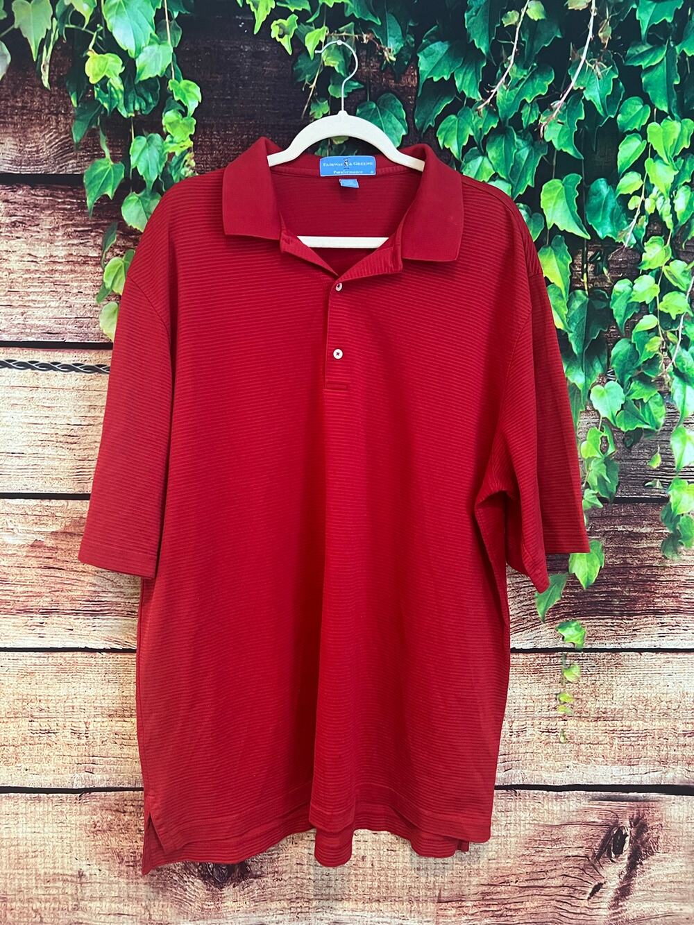 Fairway & Greene Performance Polo Golf Short Sleeve Shirt Red Men's XXL 2XL EUC